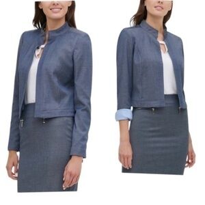 Tommy Hilfiger Womens Blue Chambray Open Front Jacket 14 NWT